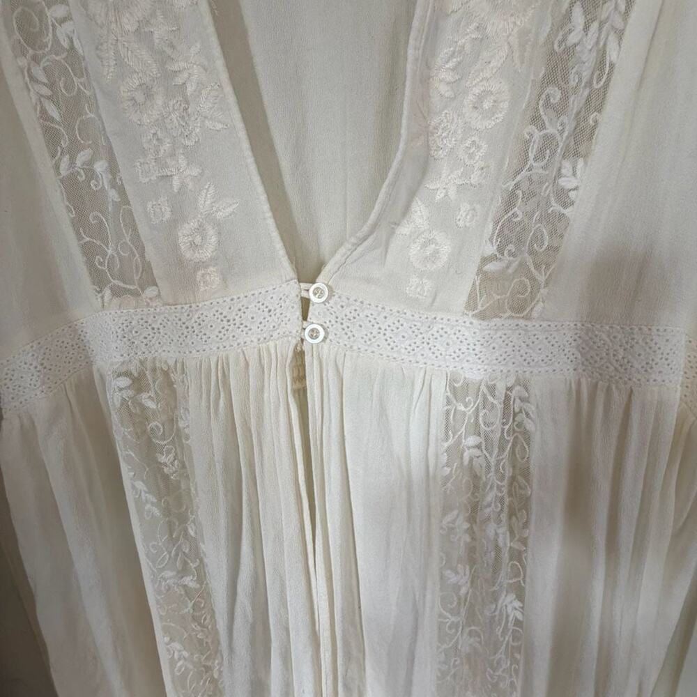 Torrid White Lace & Embroidered Short Sleeve Kimono Maxi Swim Cover Up - Picture 4 of 5